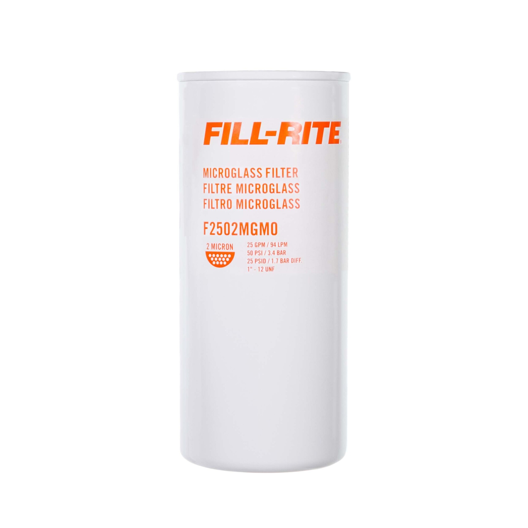 Fill-Rite, 2 Micron Microglass Particulate Filter, Diameter 1 in, Height 3.7 in, Model# F2502MGM0